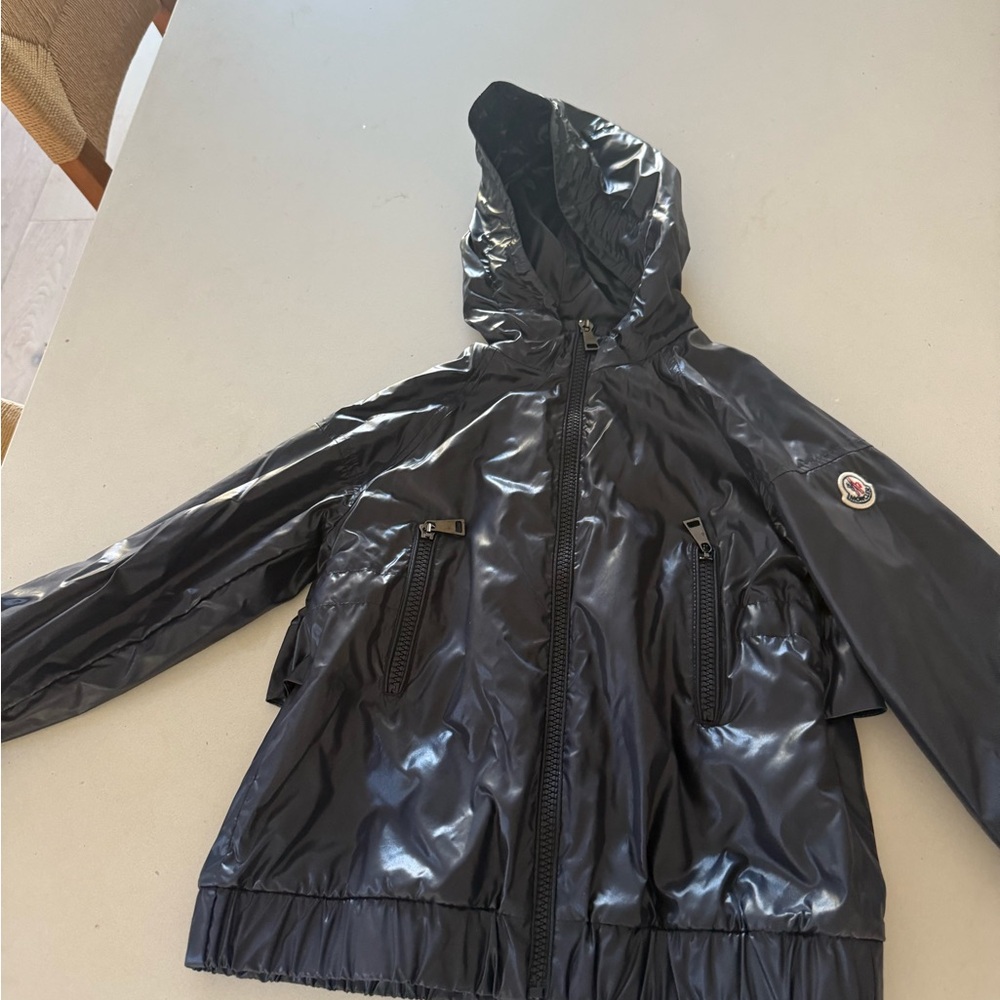 Moncler Shiny Navy Kids Raincoat